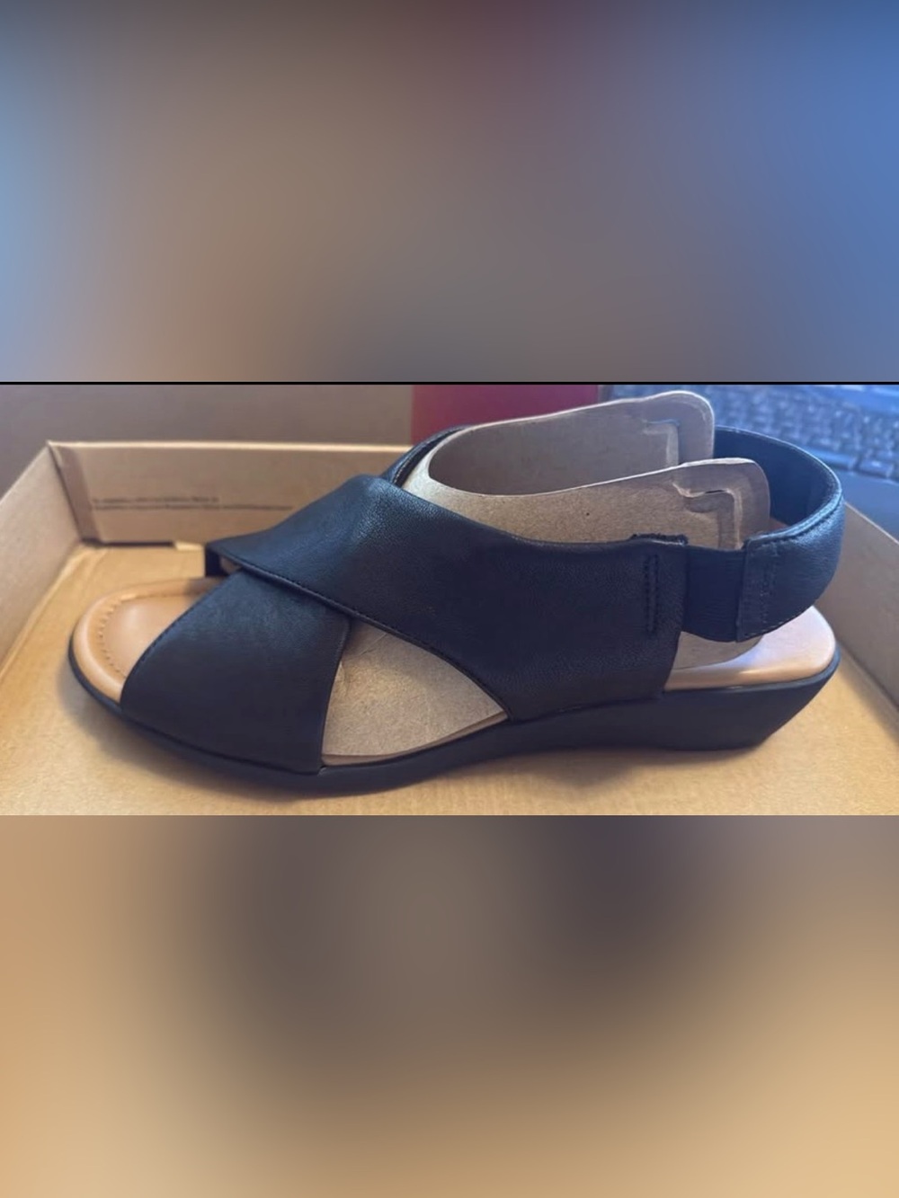 Comfortiva Black Crossover Slingback Sandal